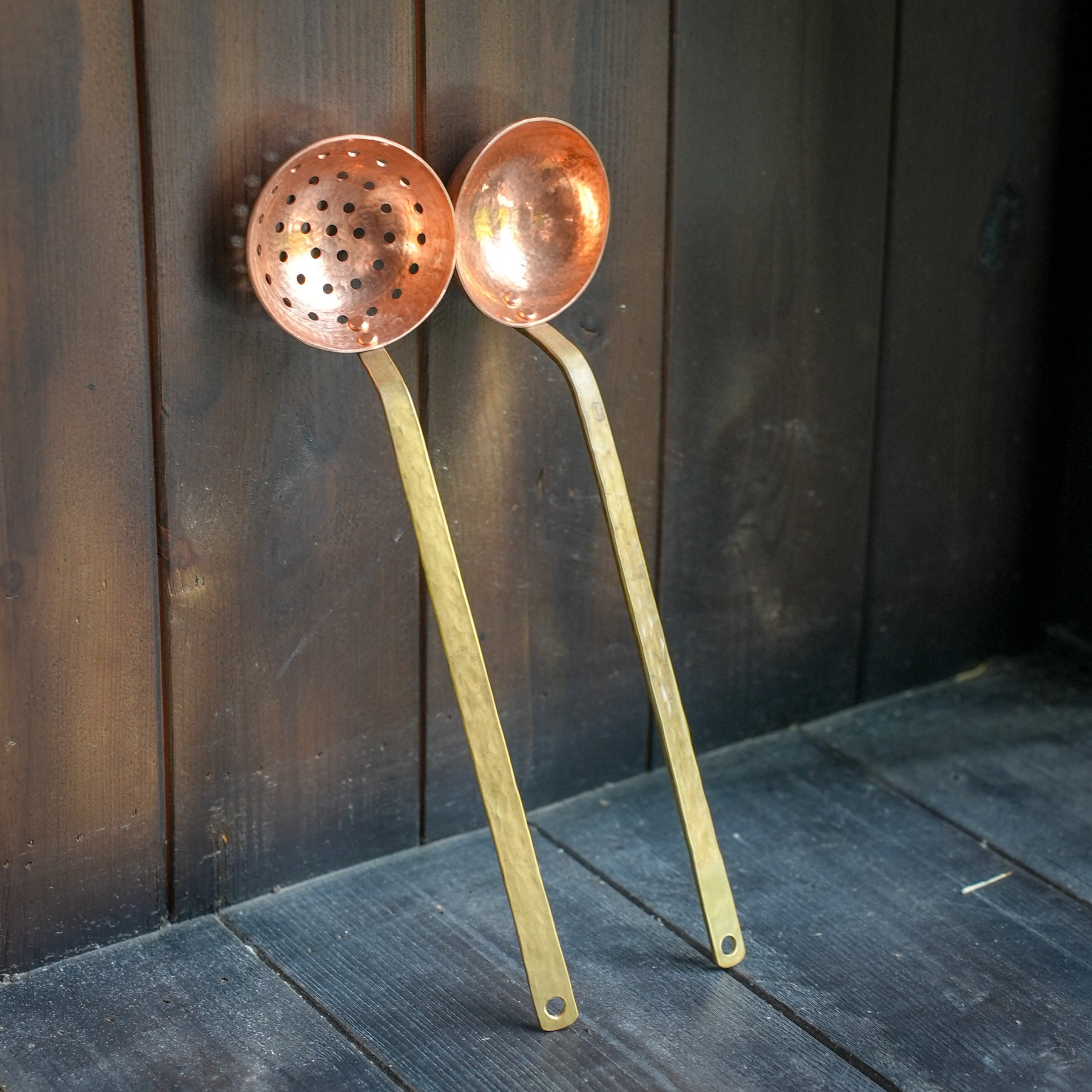 手工铜勺咖啡勺汤勺黄铜手柄勺漏勺纯铜家用餐厅饭勺调羹拌饭勺