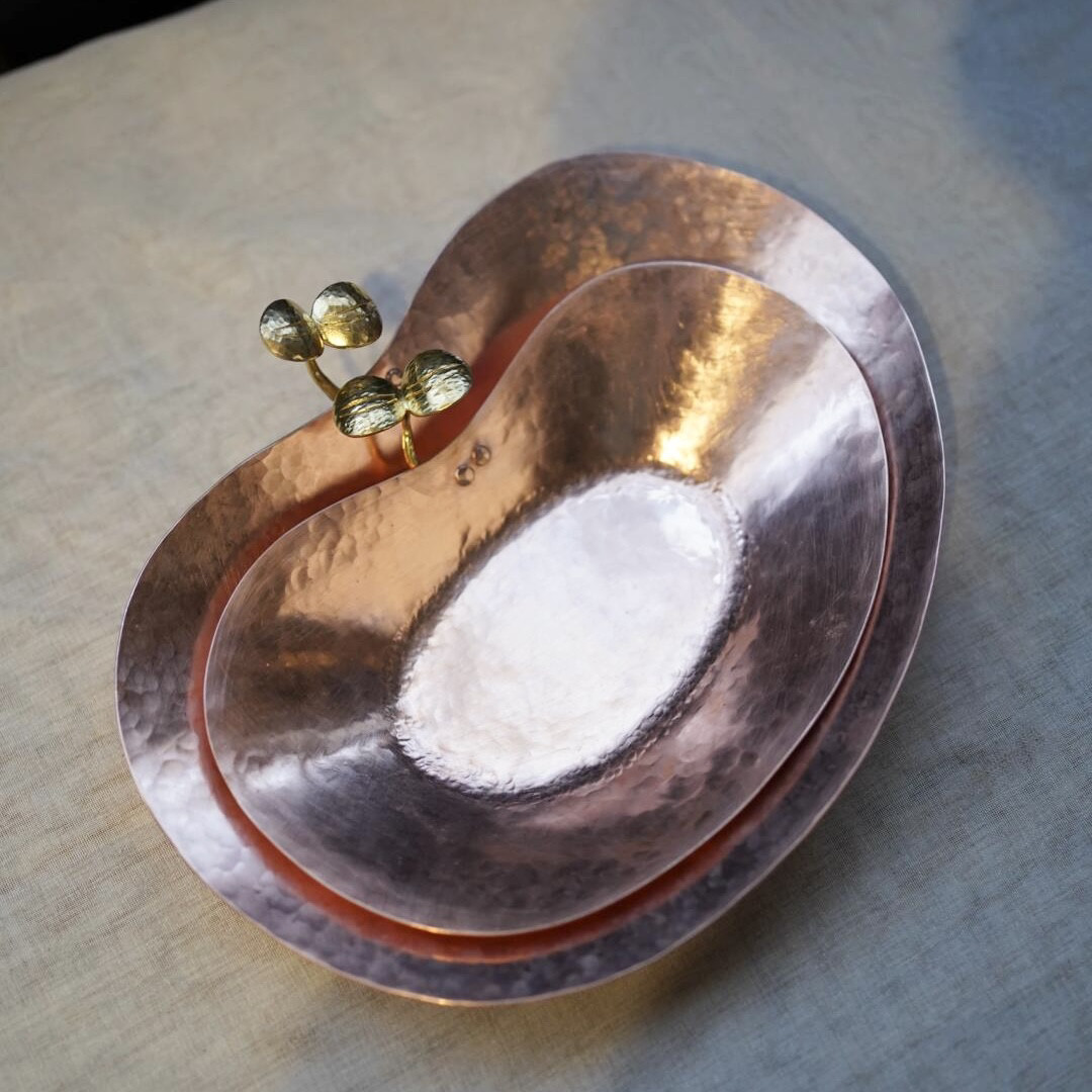 纯手工铜盘干果盘紫铜盘艺术果盘苹果盘餐盘餐厅定制铜盘烤盘