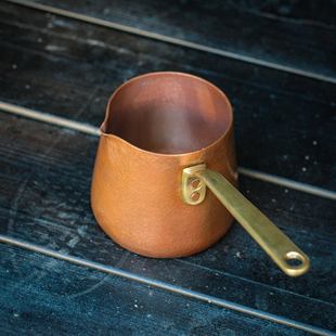 黄铜手柄侧把烤色咖啡公道杯高颜值紫铜罐罐茶煮茶器家用煮茶壶