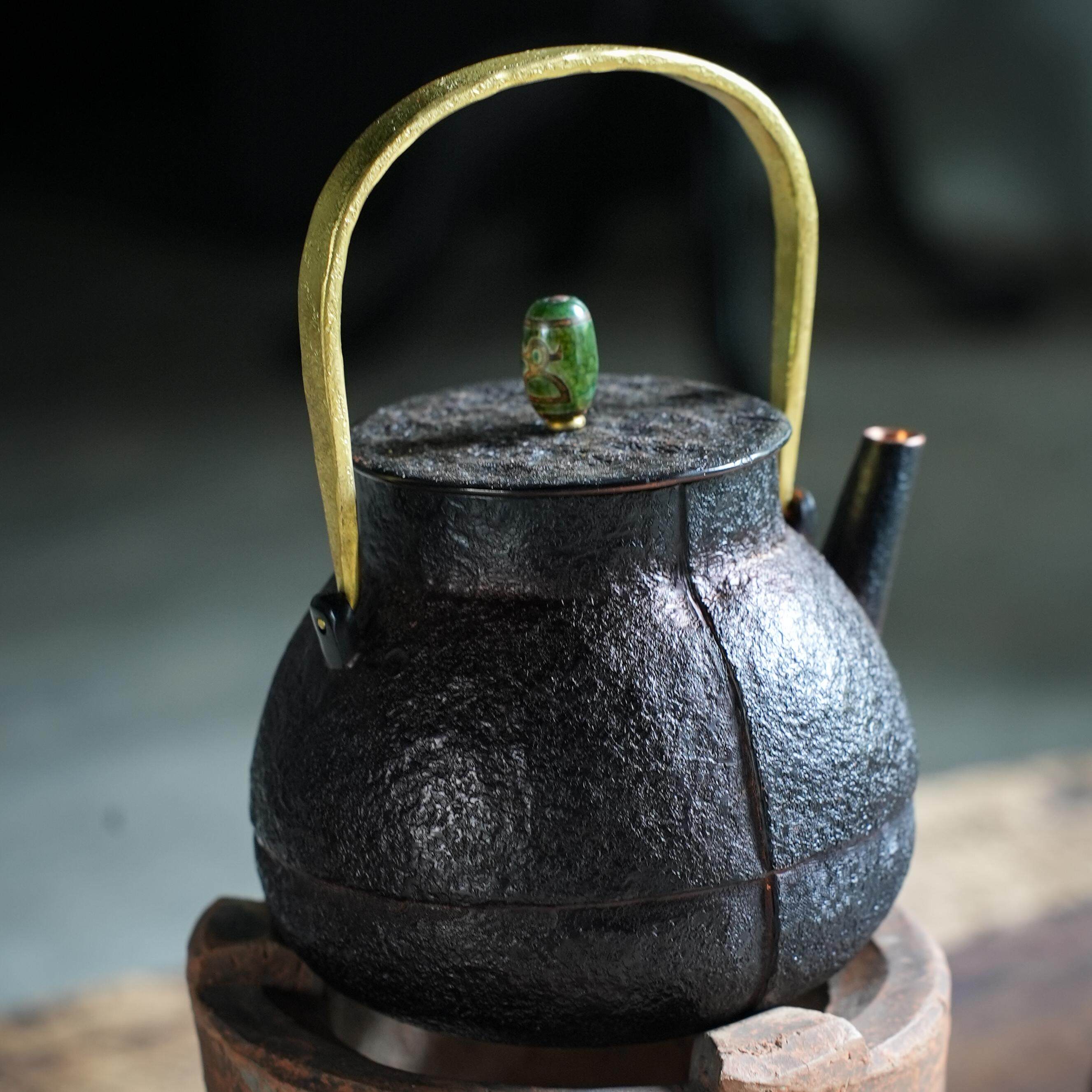 手工铜壶黄铜提梁福袋壶复古仿铁壶紫铜茶壶煮水壶