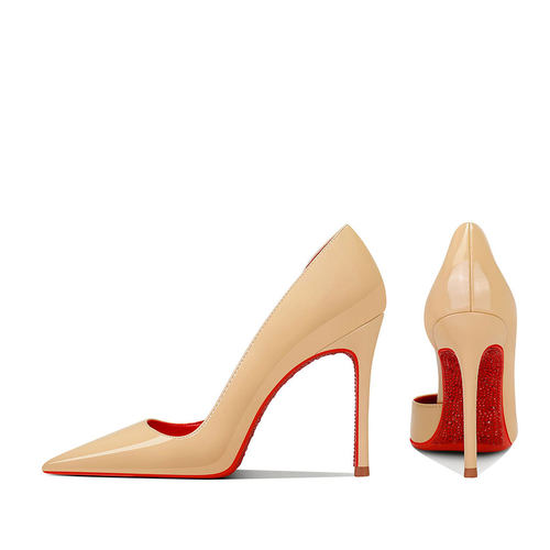 CL红底鞋裸色侧空设计感小众气质2025秋冬新款尖头细跟高跟鞋女OL