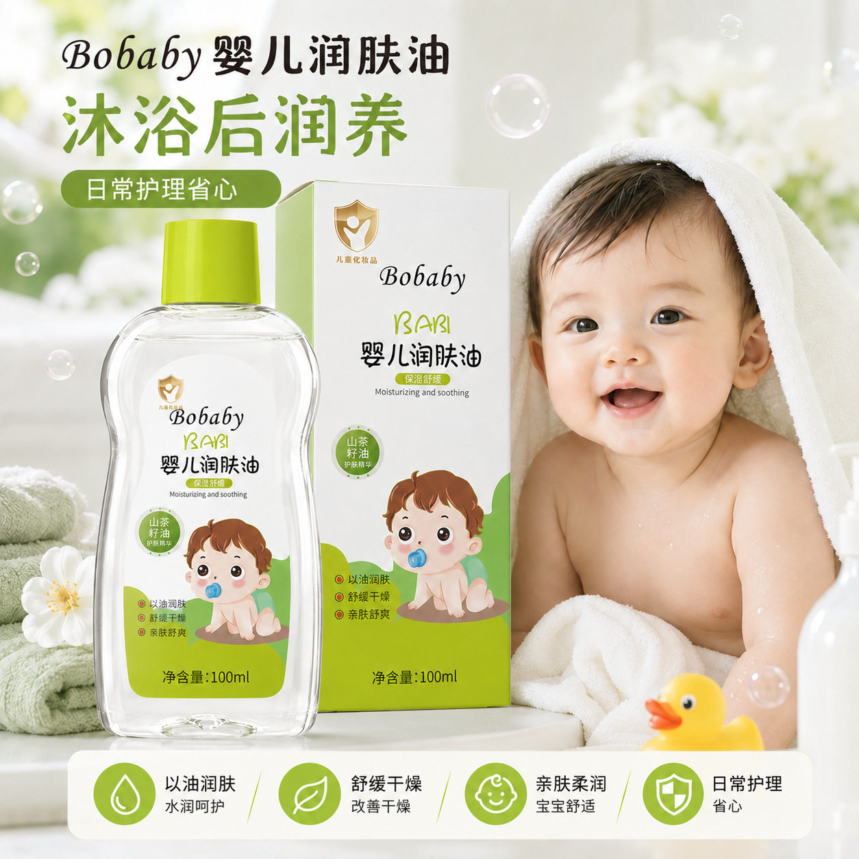 Bobaby婴幼儿润肤油100ml秋冬滋润补水保湿宝宝护肤油厂家批发