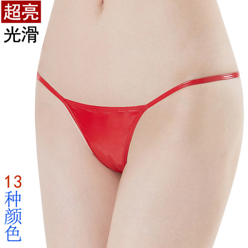 情侣款光滑PU皮一片式性感丁字裤