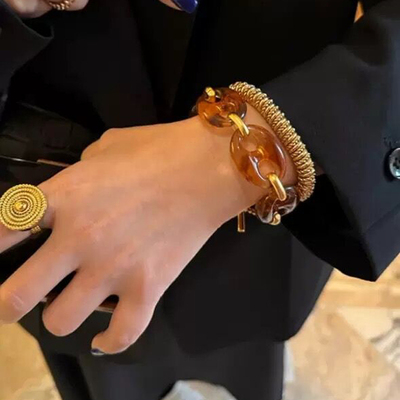 WXLSTUDIO 03/05 10:00 金色古巴 复古时尚搭配环保黄铜树脂手链
