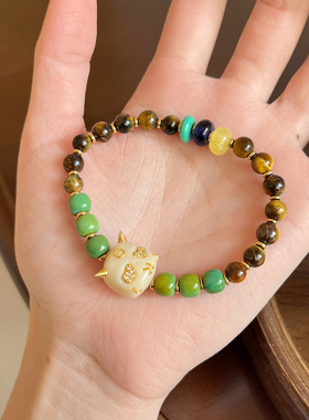 人工绿松梨花木小恶魔手串