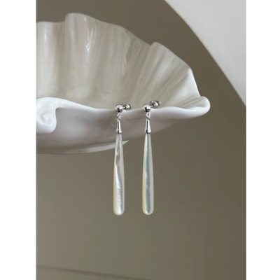 白贝母木纹石耳环轻奢显脸小