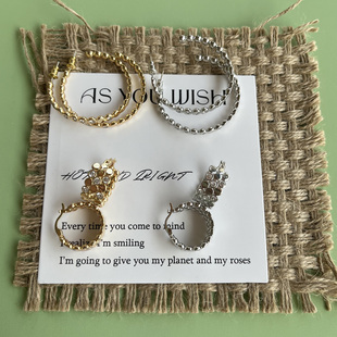 欧美风金属风多层镶嵌锆石C圈耳环设计感金色银色耳圈个性 耳饰女