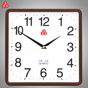 555钟上海三五牌挂钟客厅家用时钟挂墙卧室静音石英钟方形简约钟