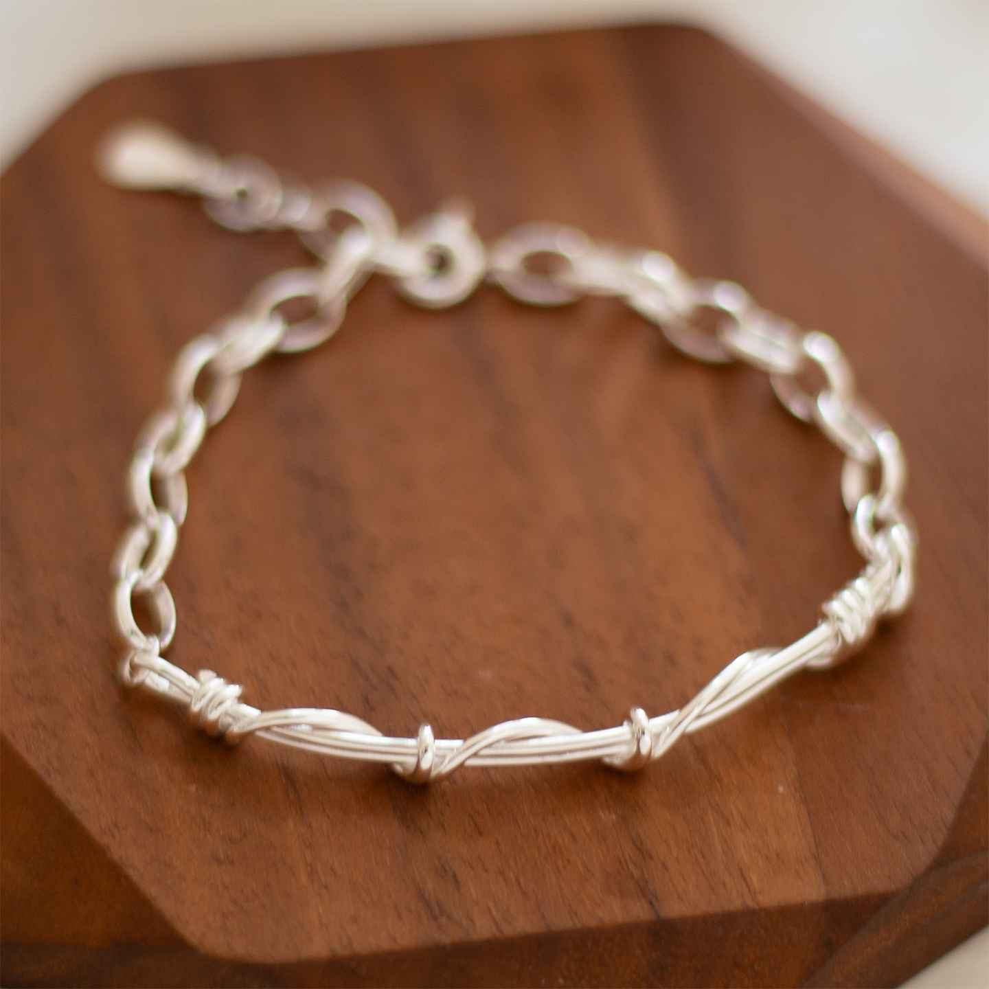 通体S925纯银枯藤缠绕手链