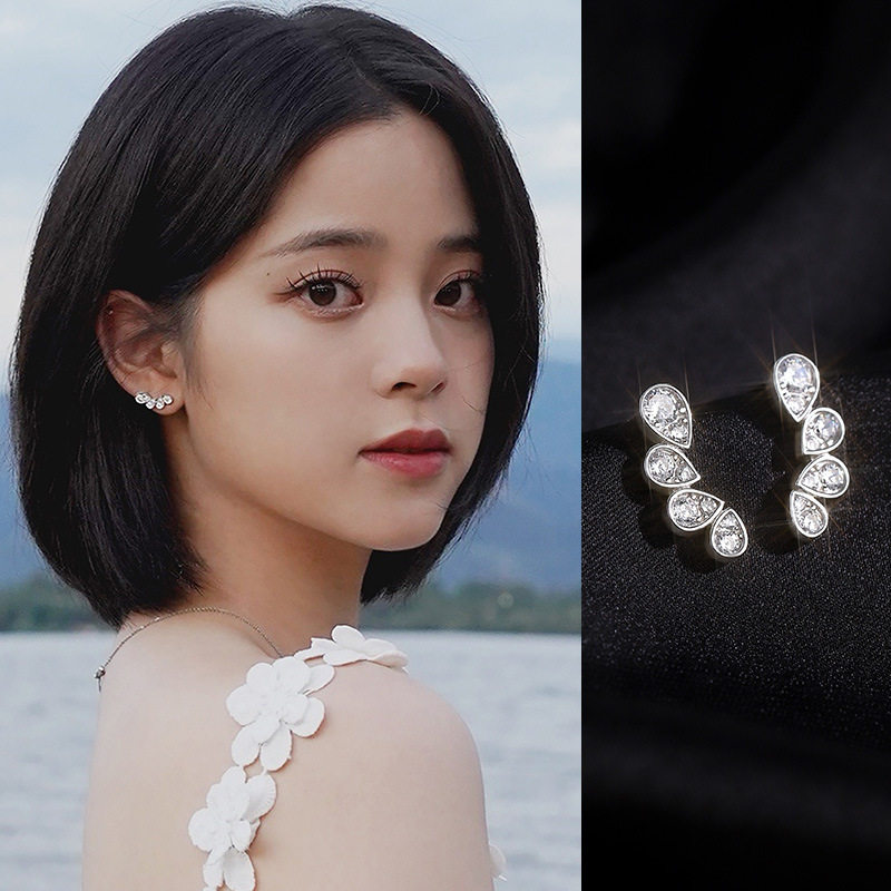 ~天使之泪~S925纯银镶钻轻奢设计感时尚耳钉女款韩版气质欧阳娜娜