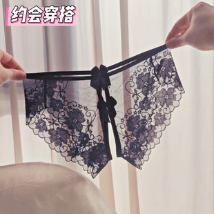 高颜值大码女士性感内裤透明蕾丝镂空无痕火辣纯欲风免脱三角裤