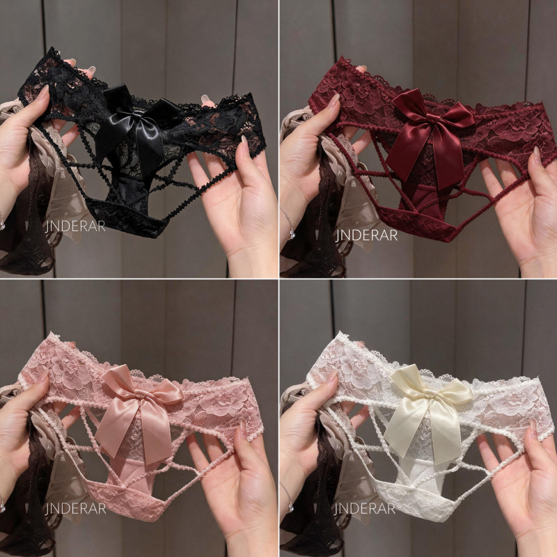 新品蝴蝶结性感镂空女三角裤低腰法式纯欲低腰诱惑高颜值个性内裤