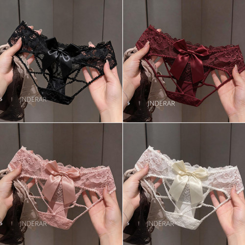 新品蝴蝶结性感镂空女三角裤低腰法式纯欲低腰诱惑高颜值个性内裤