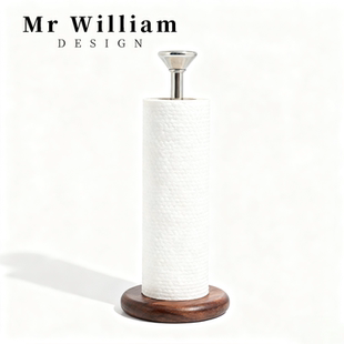 MR William 北欧轻奢胡桃木不锈钢纸巾架吸油纸厨房立式简约架