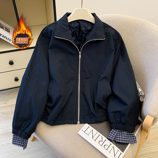 小个子短款立领夹克外套女冬季夹棉风衣初高中学生时尚棉服冲锋衣