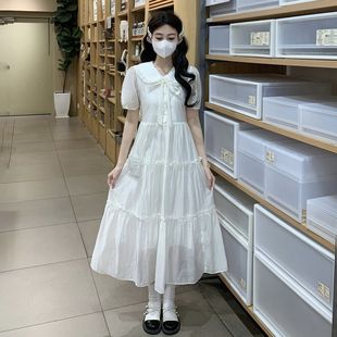 少女甜美气质温柔风连衣裙夏新款初高中大学生法式减龄白色中长裙