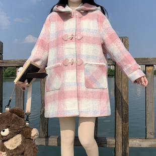 初中女生甜美毛呢大衣冬2026新款高中学生时髦减龄中长款呢子外套