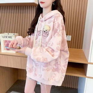 初中女生可爱运动长袖卫衣宽松休闲高中学生秋季纯棉连帽上衣外套