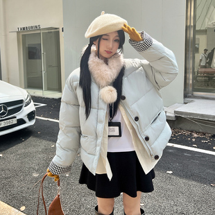 少女短款羽绒棉服冬季棉袄小个子初高中学生甜美围脖毛领棉衣外套