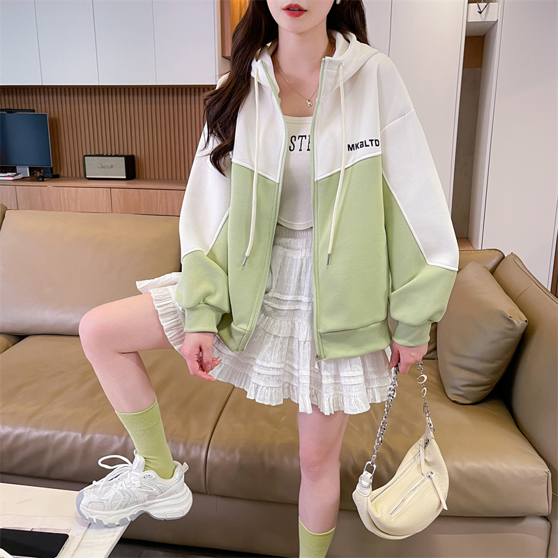 初中生运动学院风开衫外套春秋新款少女高中学生宽松休闲拉链卫衣