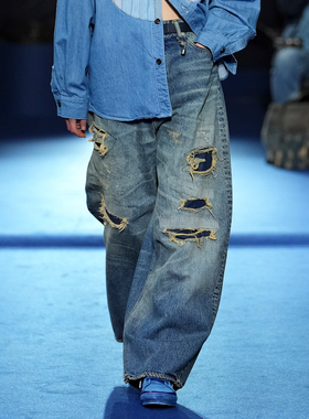 国内现货 FDMTL Slim Fit Denim Cs131 25AW日本制破洞拼接牛仔裤