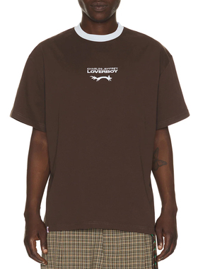 Charles Jeffrey Loverboy 26SS撞色领小logo刺绣宽松短袖T恤男女