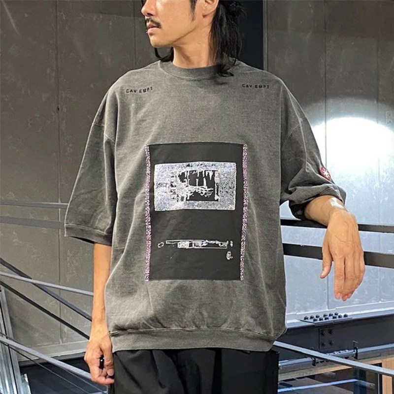 Cav Empt C.E Overdye Frame6 Crew Neck Tee刺绣图案复古短袖T恤,男装,T恤,淘宝优惠券,粉丝福利购,淘宝优惠卷