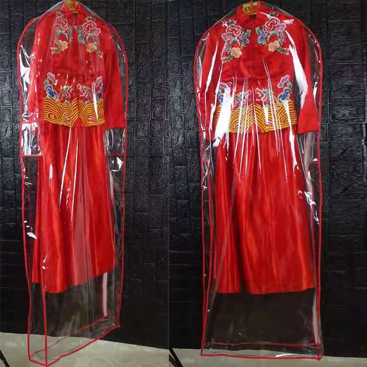 婚纱礼服防尘罩pvc侧拉链红色