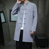 W208*风立领中长款风衣外套复古长衫禅服盘扣唐装*P95，男装风衣，星座1516（原B303）
