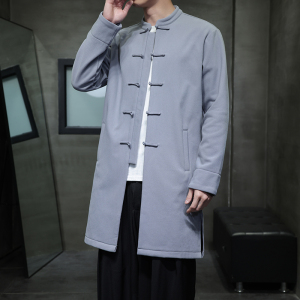 W208* 风立领中长款风衣外套复古长衫禅服盘扣唐装 *P95图片