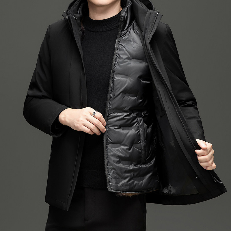 MT106*白鹅绒服中年男羽绒服冬装外套可脱卸内胆加毛送爸爸*P245,男装羽绒服,星座1516（原B303）