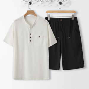 2066* 风天丝麻禅服居士服冰丝短袖薄款凉感T恤衬衫 *P70图片