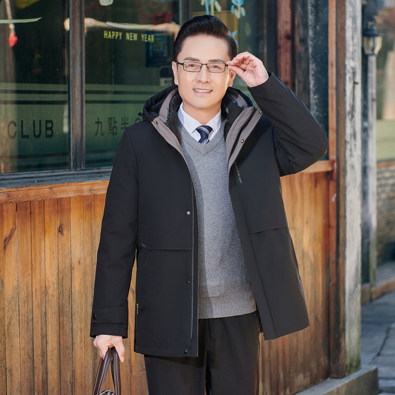 MT158*白鹅绒服中年男羽绒服冬装外套可脱卸内胆加毛送爸爸*P245,男装羽绒服,星座1516（原B303）