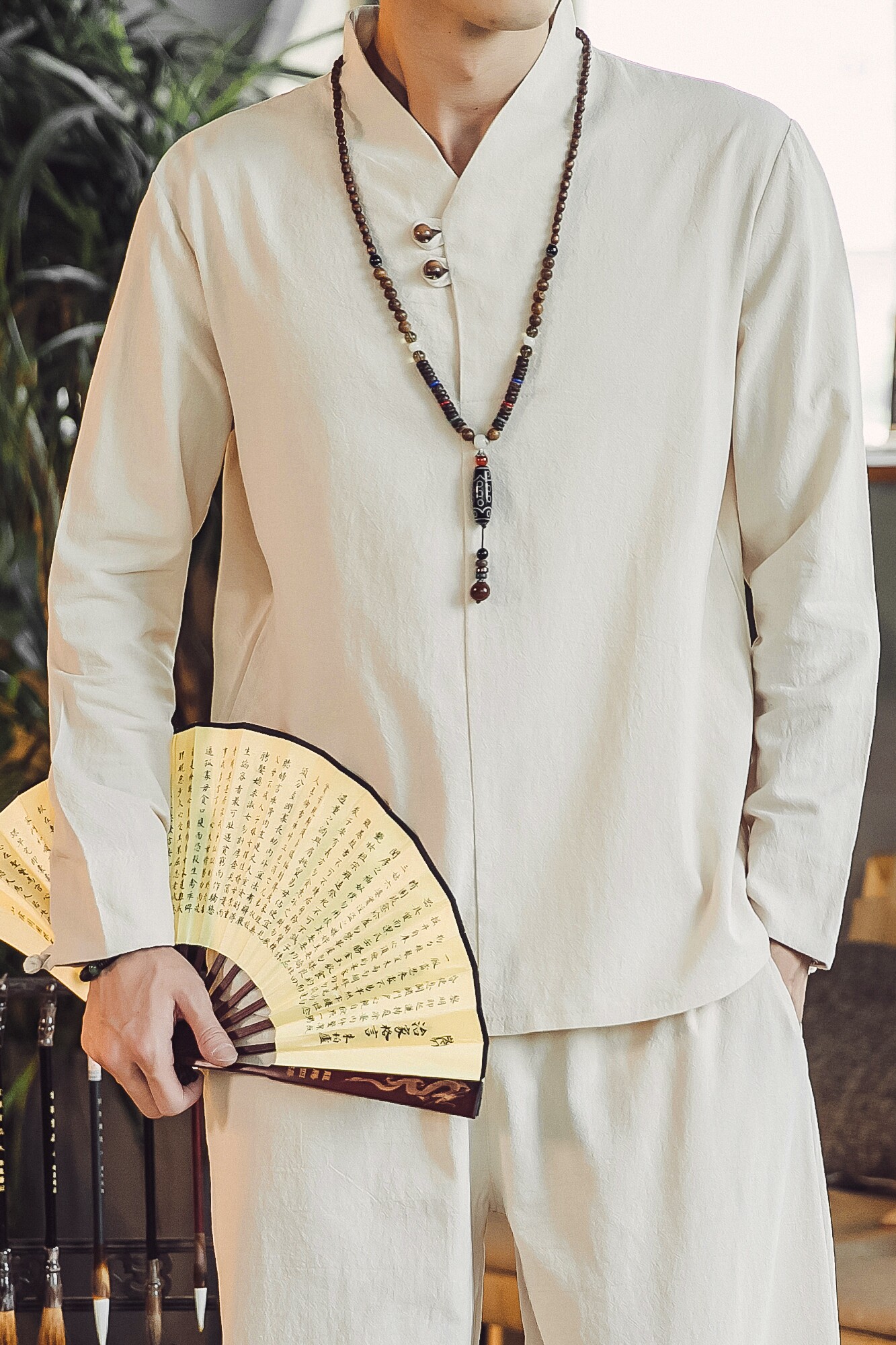 DY15*男士棉麻透气复古风长袖套装禅服居仕服*P70,男装休闲套装,星座1516（原B303）