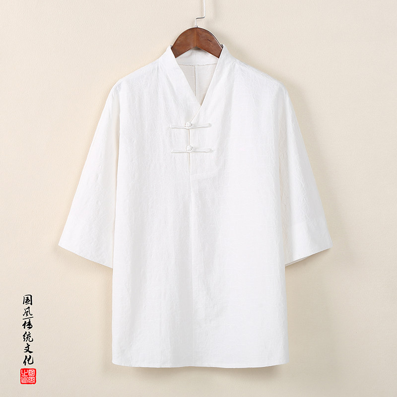 T910* 风暗纹提花古风复古中袖T恤男士禅服居仕服 *P55图片