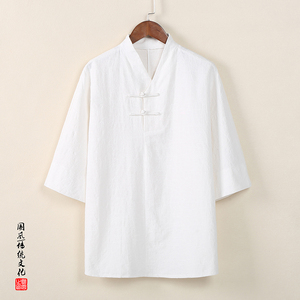 T910* 风暗纹提花古风复古中袖T恤男士禅服居仕服 *P55图片