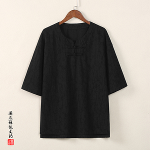 T918* 风中袖暗纹提花古风禅服复古男T恤居仕服 *P55图片
