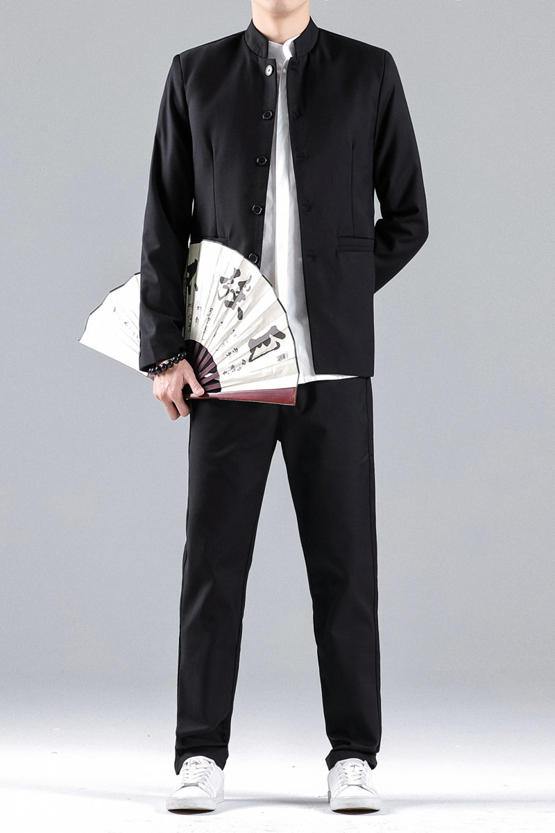 W205*男士立领修身纯色免烫多色表演服中山装两件套西服*P85,男装西服,星座1516（原B303）
