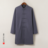 W208*风男士立领中长款风衣外套复古禅服盘扣唐装*P95，男装风衣，星座1516（原B303）
