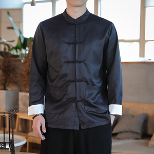 T916* 风盘扣唐装立领古风坠感 仿真丝衬衫禅服*P65图片