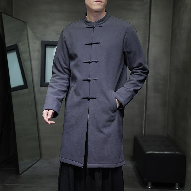 W208*风立领中长款风衣外套复古长衫禅服盘扣唐装*P95,男装风衣,星座1516（原B303）