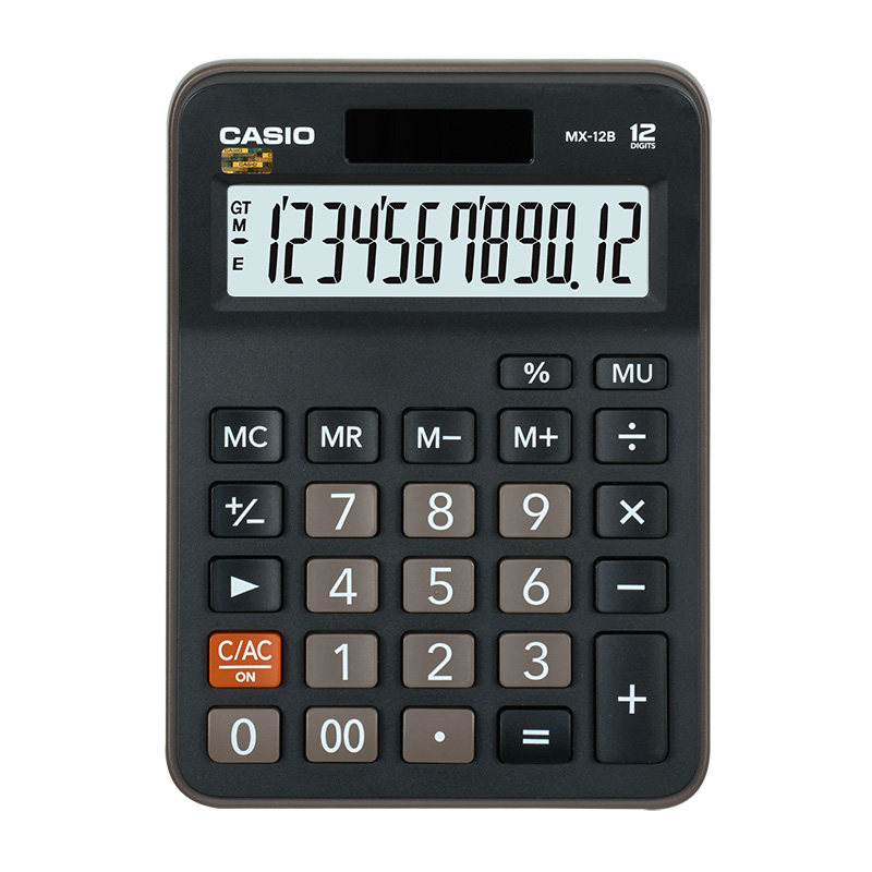 CASIO卡西欧MX-12B太阳能12位数 台式商务 办公计算器 小号