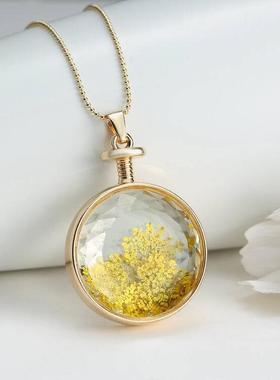标本项链黄色永生花森系吊坠