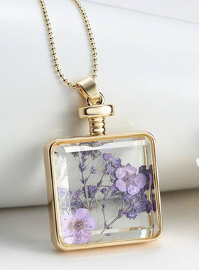 标本干花日韩风森系玻璃情侣吊坠