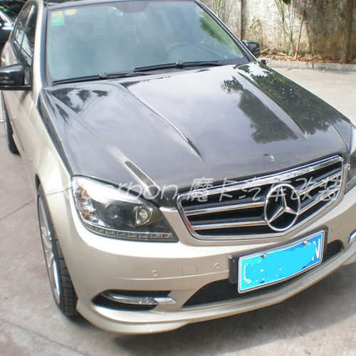 奔驰C级W204改装驼峰款碳纤维机盖 奔驰C160 C200升级驼峰引擎盖