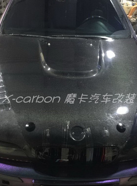 宝马老款5系E39改装碳纤维开孔机盖 宝马E39碳纤轻量化引擎盖头盖