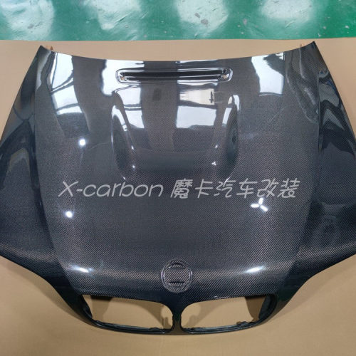 适用于宝马3系E46改装碳纤维原厂款机盖 E46两门四门碳纤引擎盖