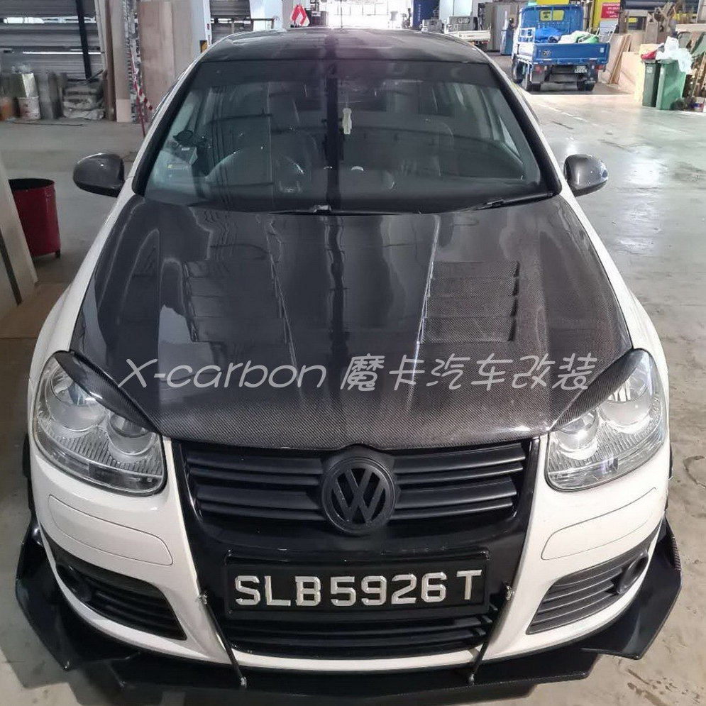 大众高尔夫5代改装碳纤维开孔机盖 golf高尔夫5碳纤引擎盖车头盖