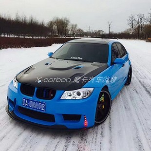 适用于宝马3系E90改装 E90碳纤引擎盖 Vorsteiner款 碳纤维开孔机盖