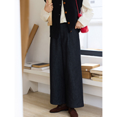 抓绒黑色直筒裤 「MISAZ」九分 懒人神裤 松紧腰牛仔裤 长裤 可选